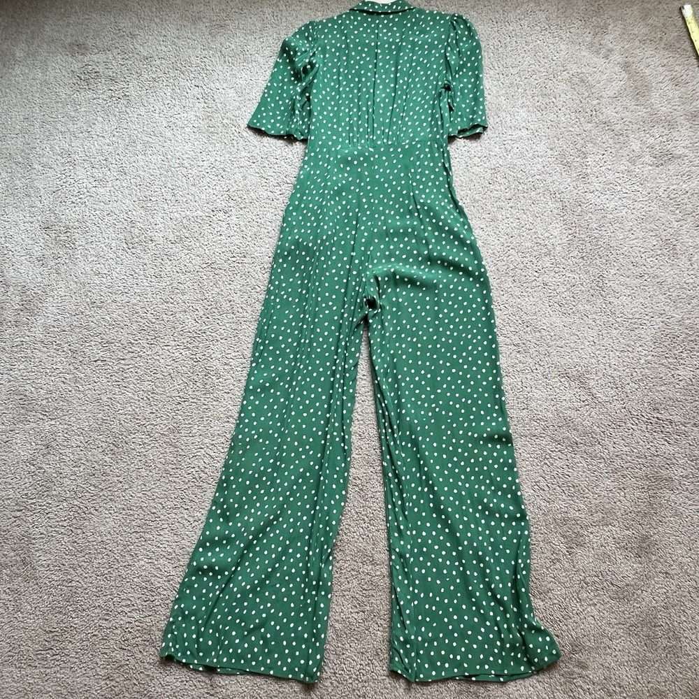 Mango Women's Short Sleeve Wide‎ Leg Polka Dot Jumpsuit Jungle Green Size XXS - Picture 10 of 13